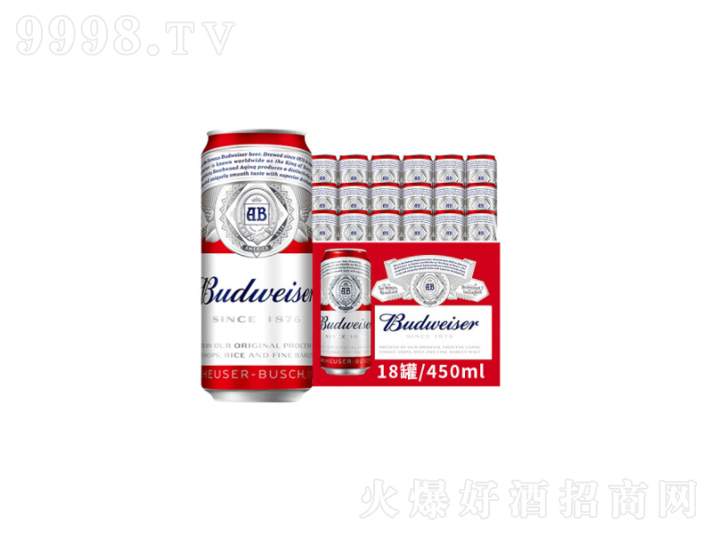 百威啤酒BUDWEISER经典醇正淡色拉格黄啤酒450ml