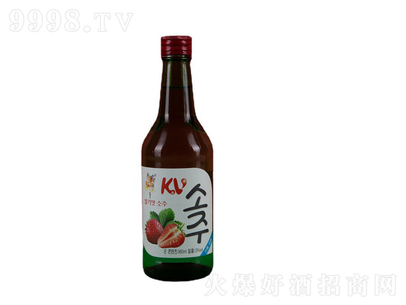 韩国果味烧酒瓶装低度清酒KV草莓味360ml