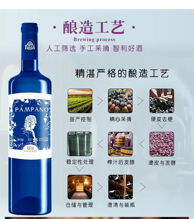西班牙蓝色少女半甜白葡萄酒